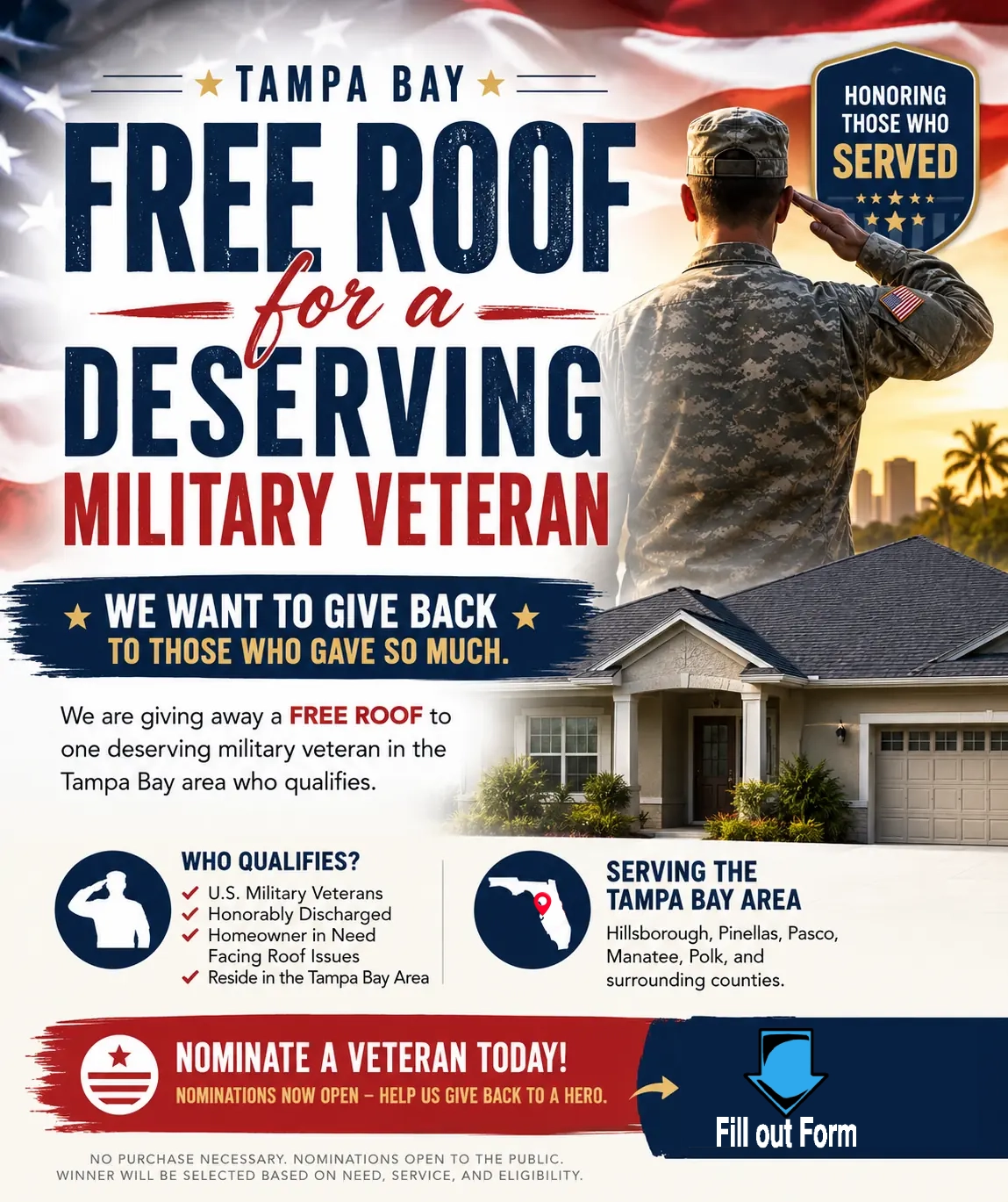 Free Roof for a Veteran in Tampa Bay 2026